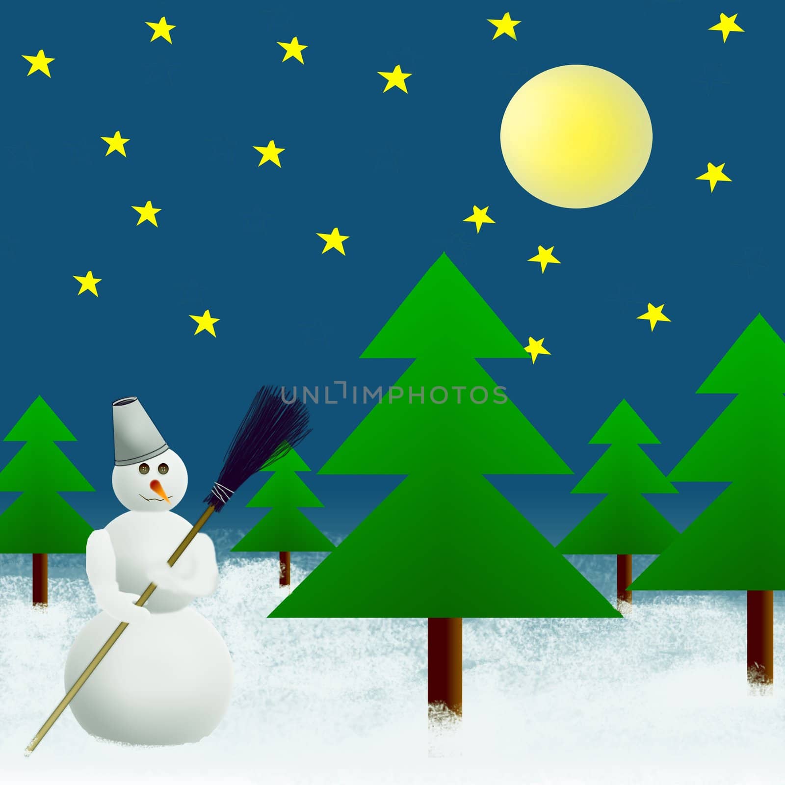 Snowman in winter's wood