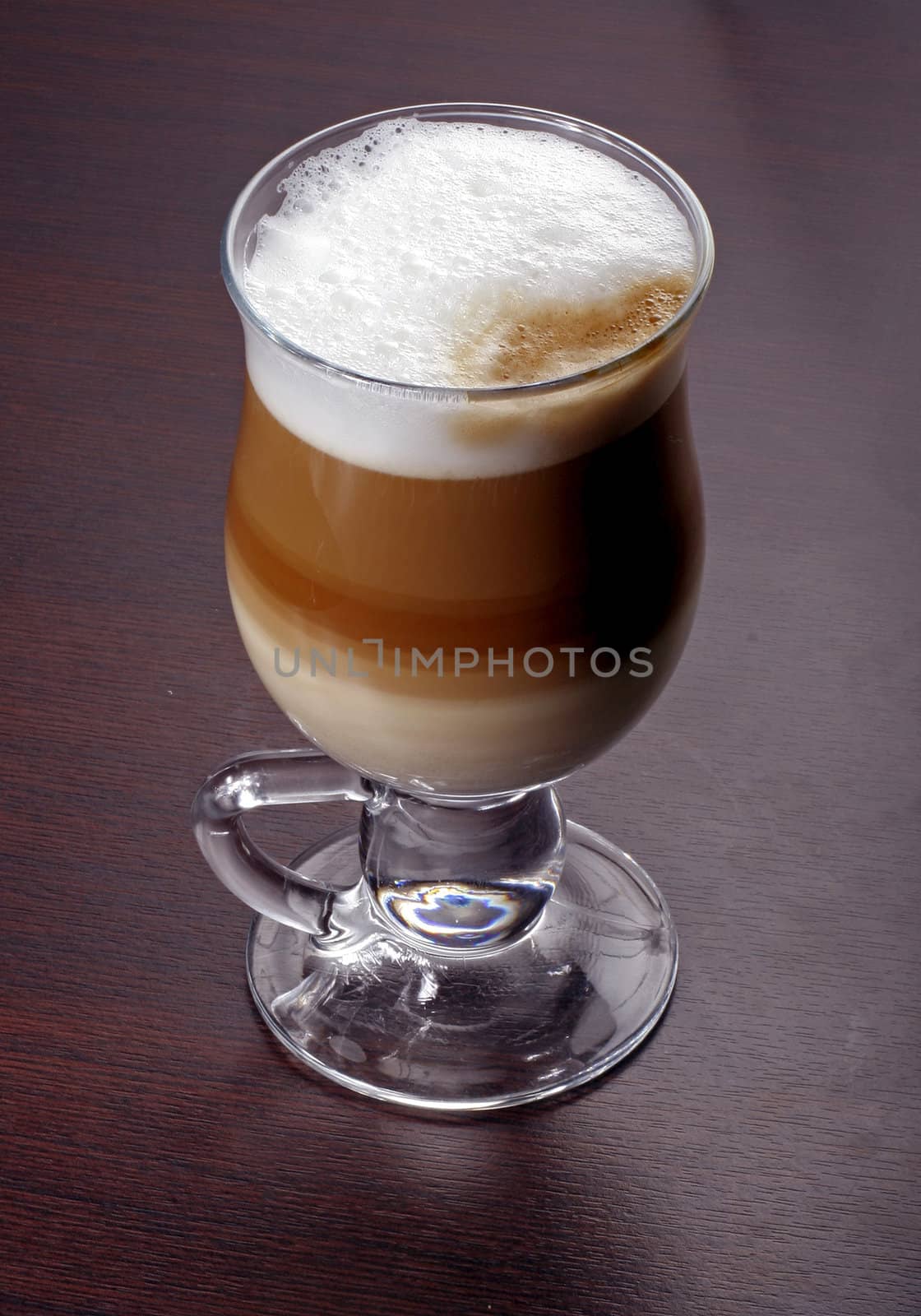 Strong multi-layered coffee with alcoholic liquor