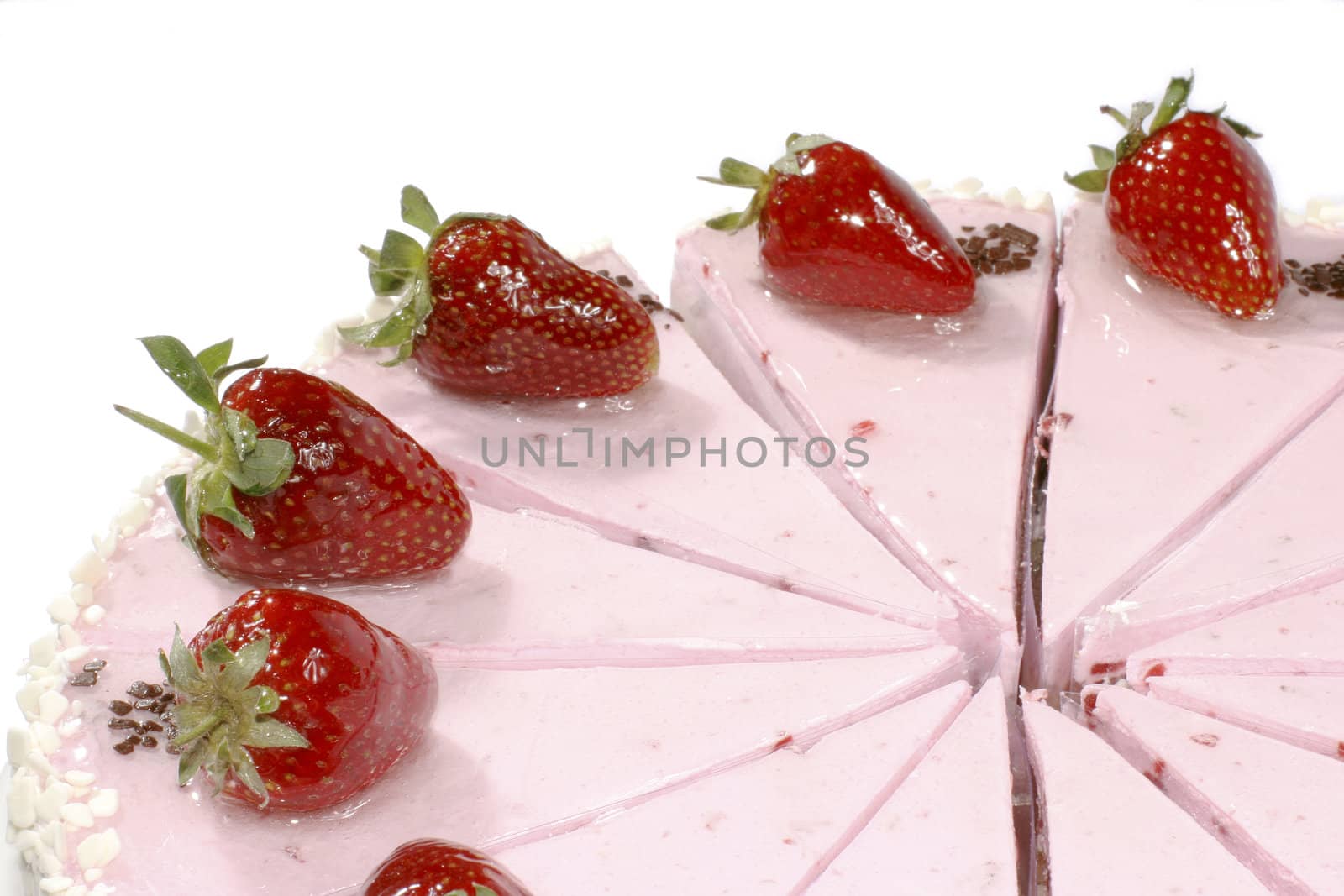 tasty cake with cream and with fresh strawberries