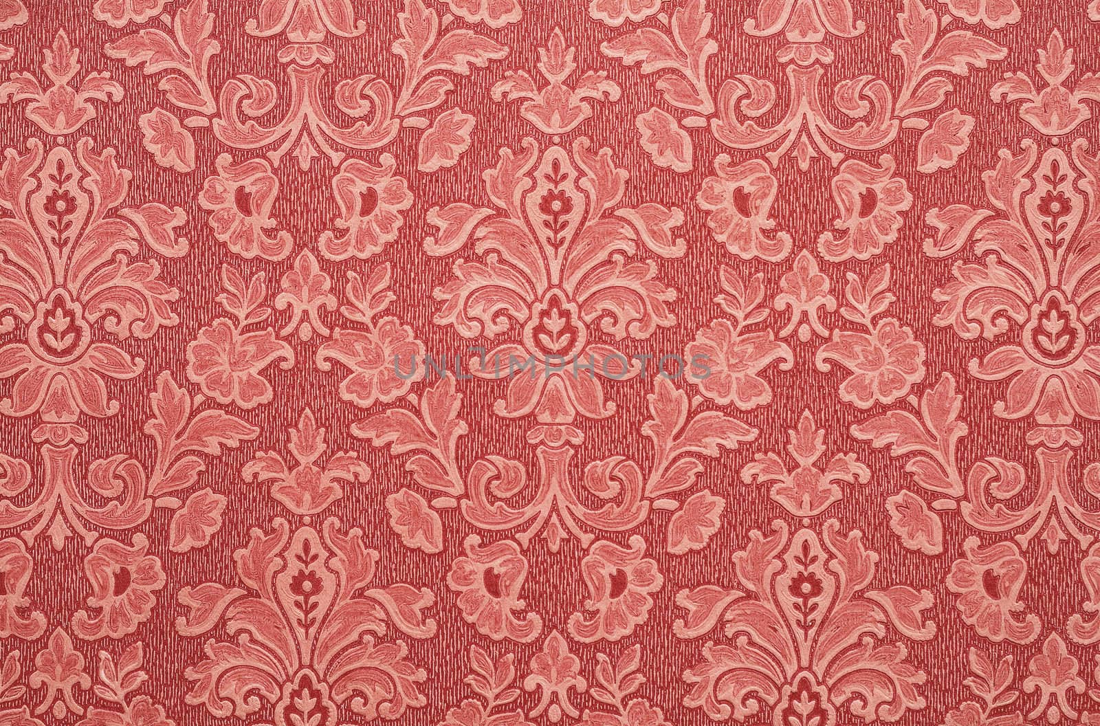 Floral vintage wallpaper background. Old Yellowed orange color.
