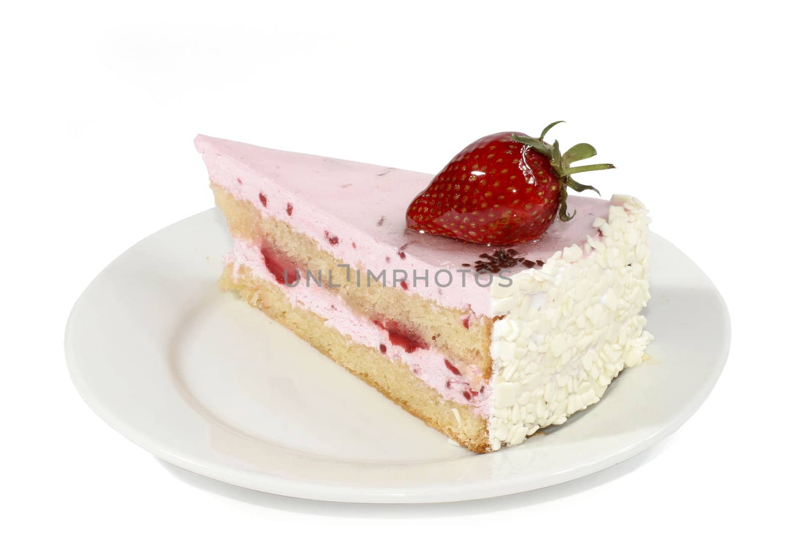 tasty cake with cream and with fresh strawberries