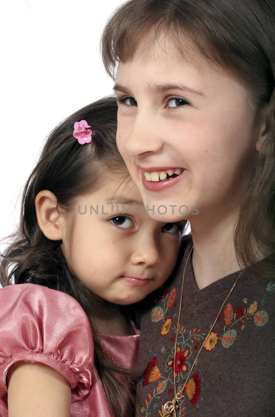 Two girls with miscellaneous by mood laughter and insult
