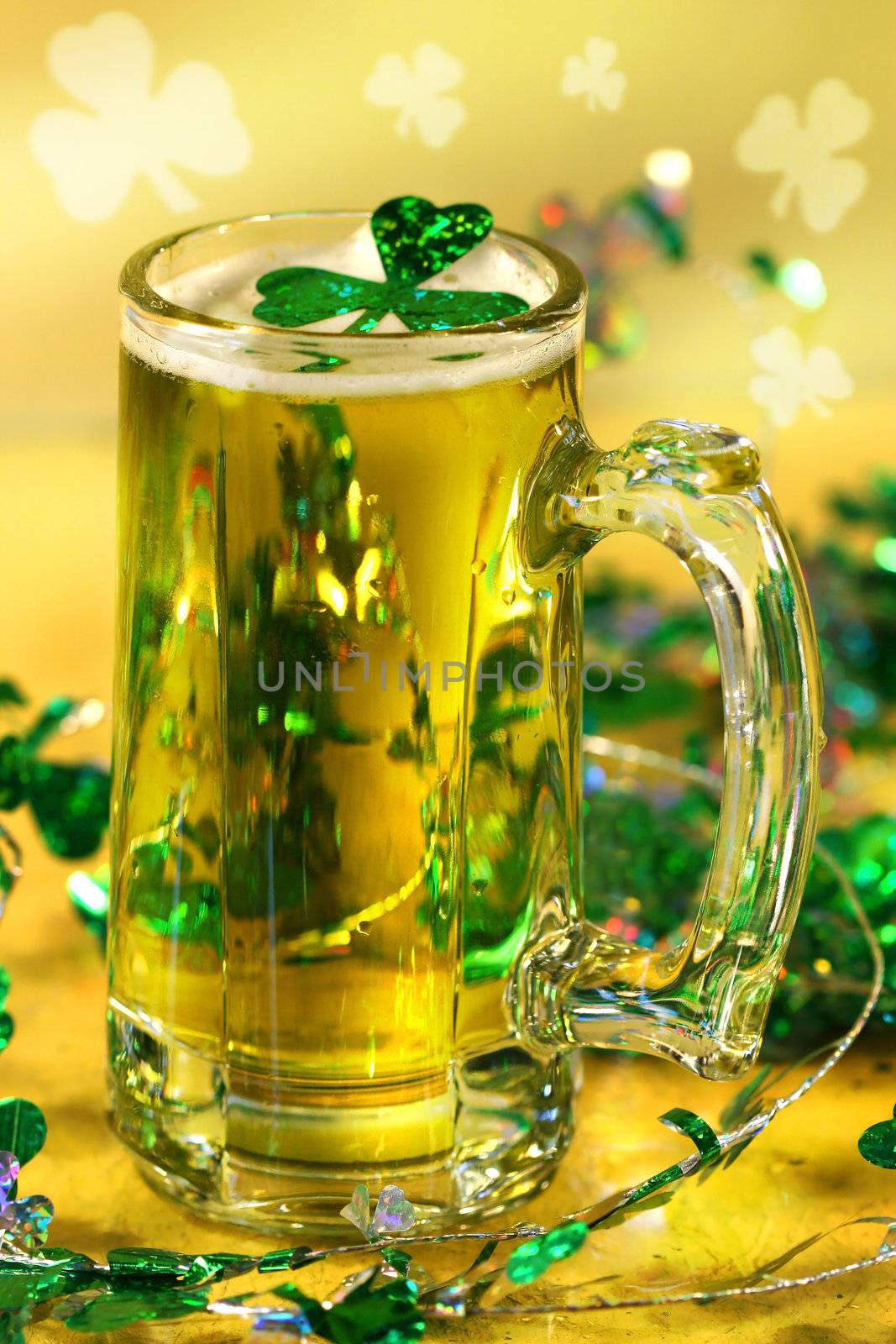 Mug of green beer for St Patick's Day festivities