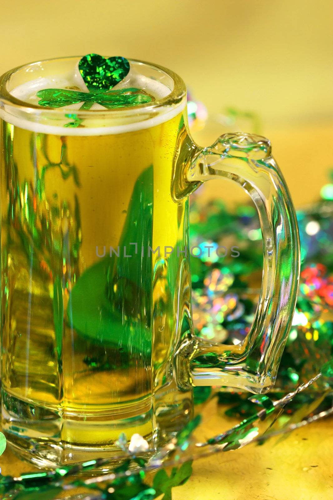 Green shamrock and beer by Sandralise