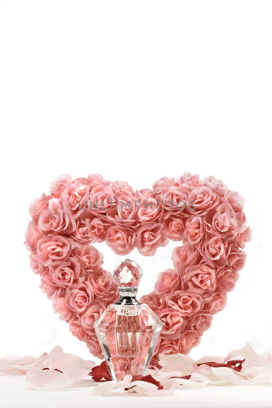 Heart of roses with crystal bottle by Sandralise