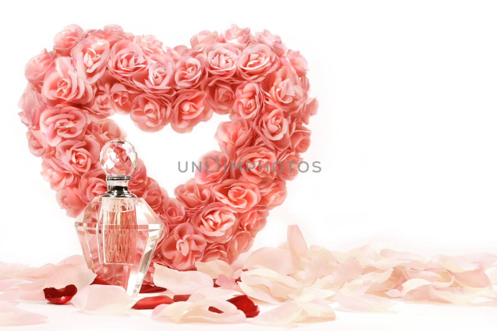 Heart of roses with perfume bottle by Sandralise