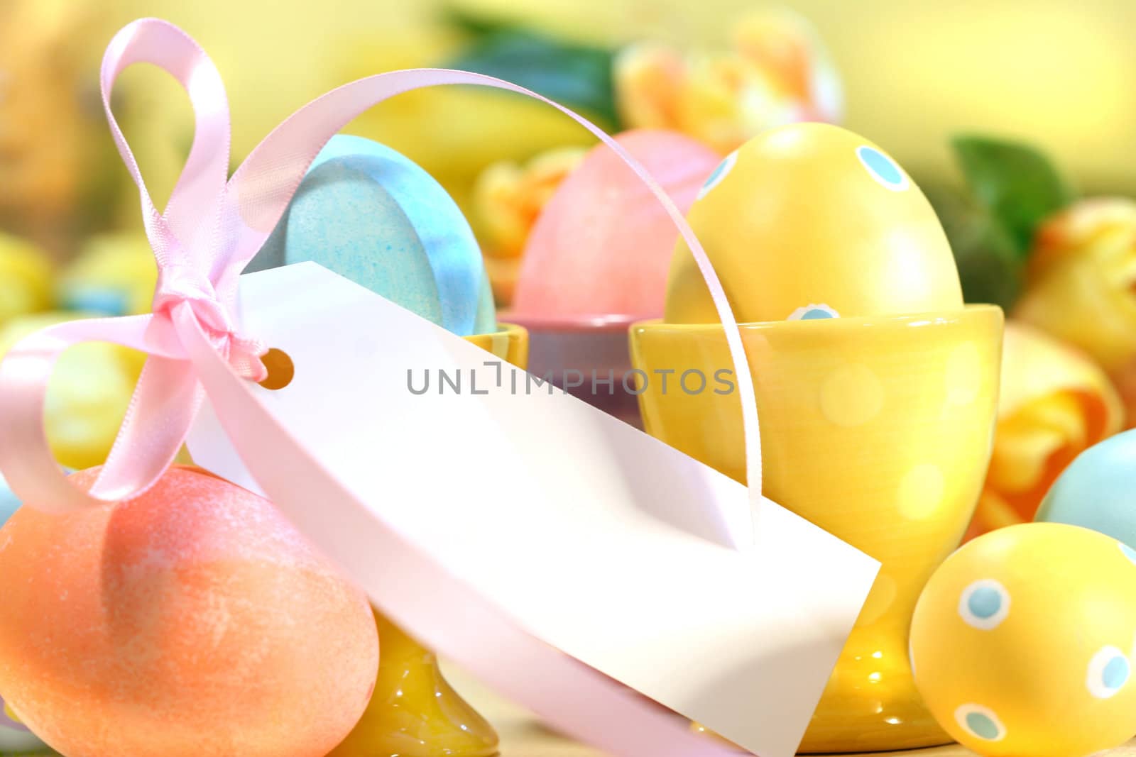 Festive decorations and eggs with card 
