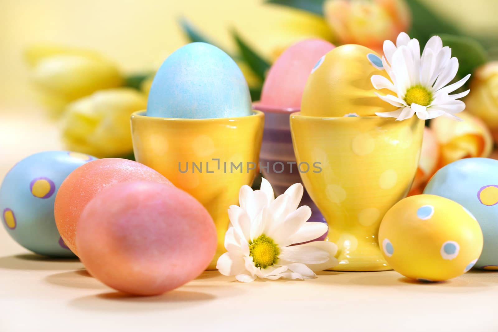 Colorful Easter eggs with flowers by Sandralise