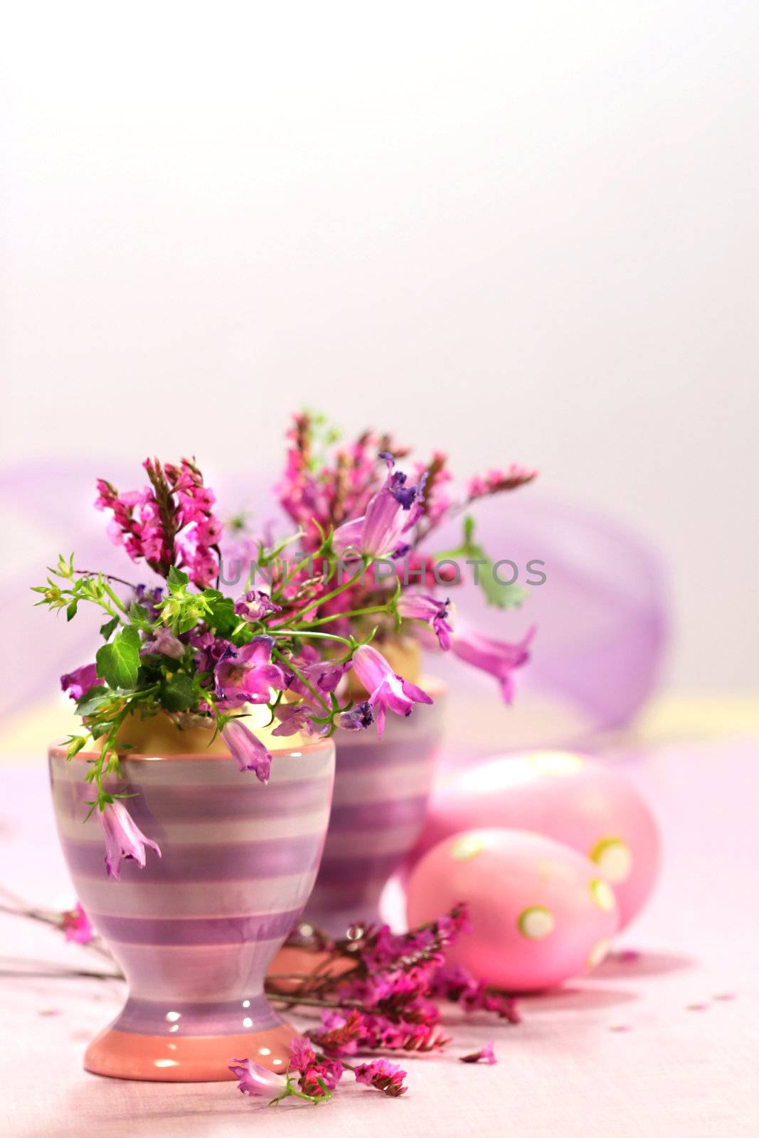 Egg cups with flowers by Sandralise