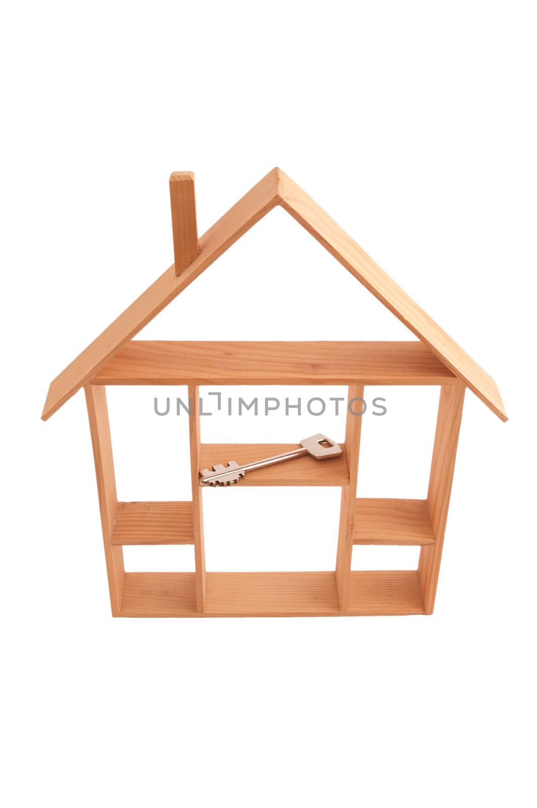 wooden house-construction on white background. with clipping path