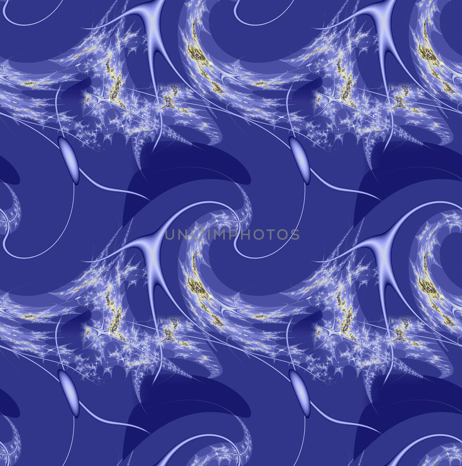 Abstract blue fractal rendered background. Seamless grid 2x2.