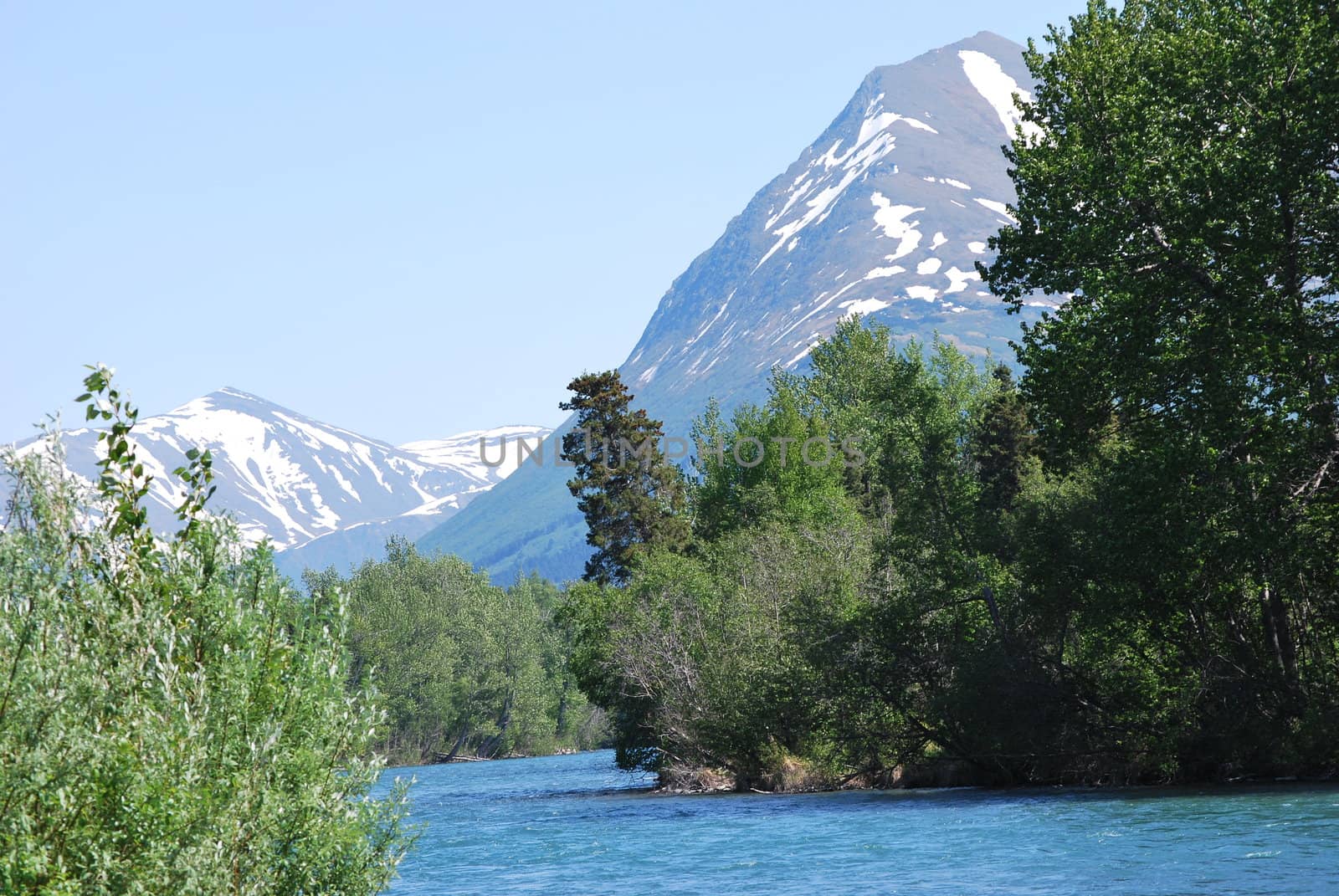 Kenai River in Alaska on a quiet summer day,  Kenai Peninsula