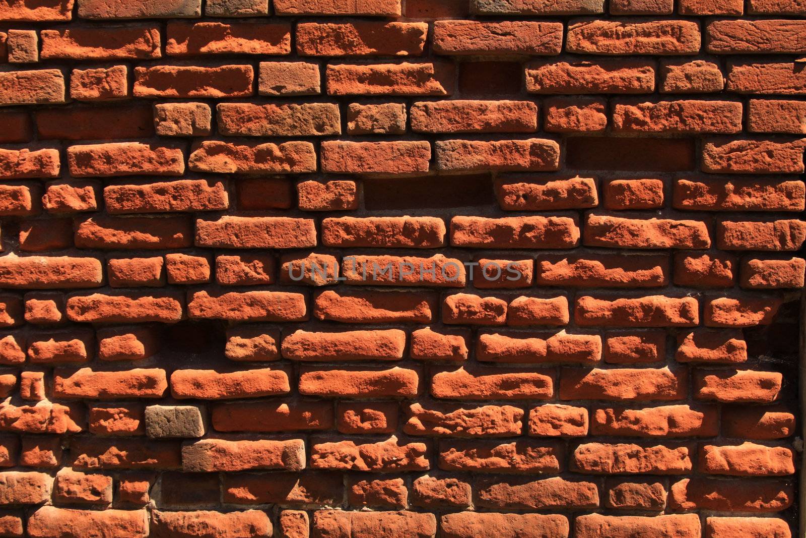 Old brick wall without a brick