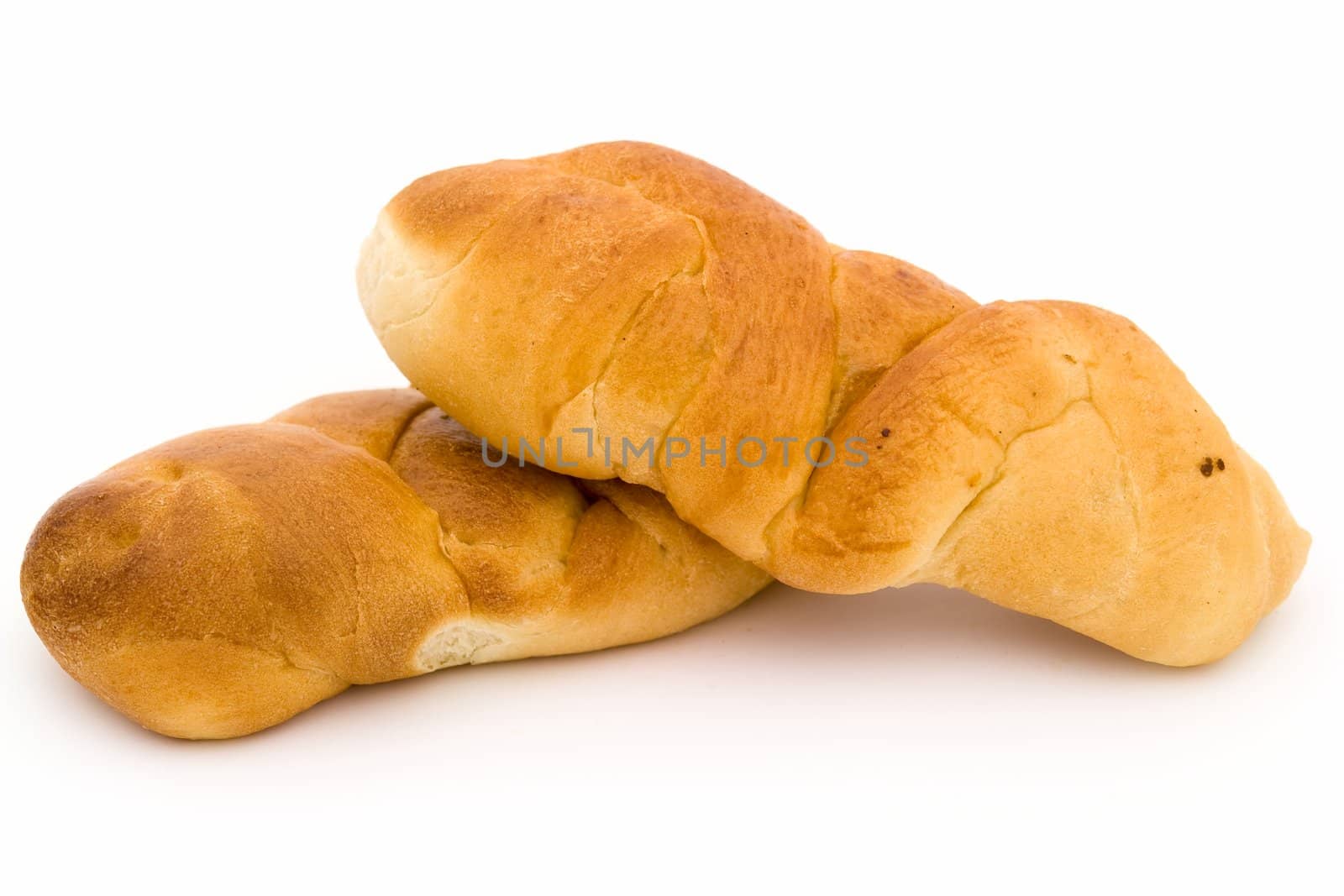 Appetizing buns on a white background