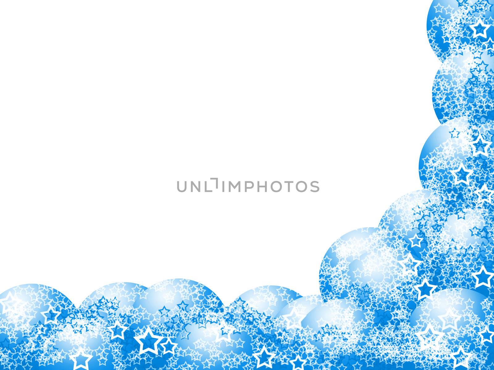 Elegant Christmas Corner Frame with Blue Balls and Lacy Stars over Blank White Background

White Background