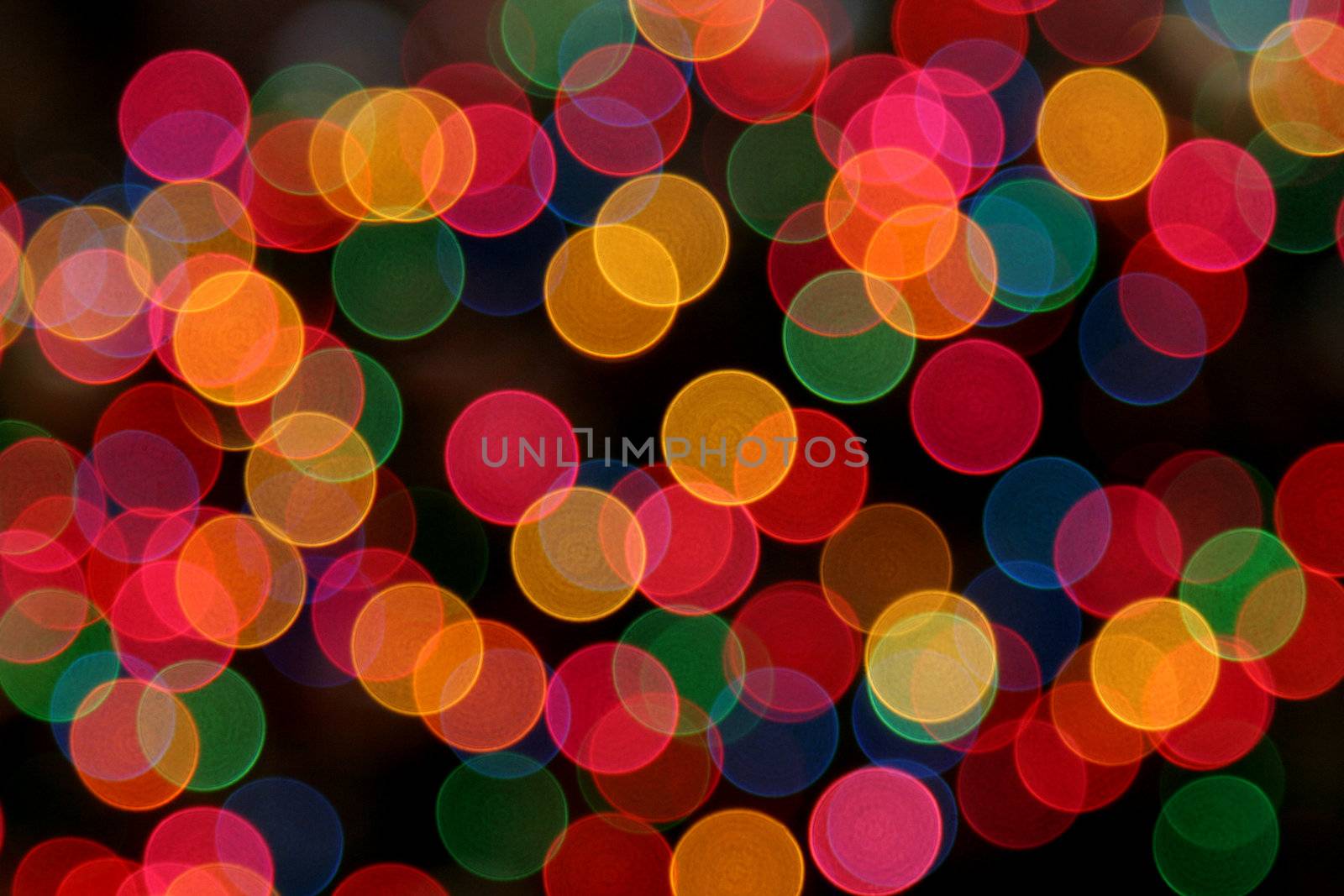 A defocused shot of Christmas lights.
