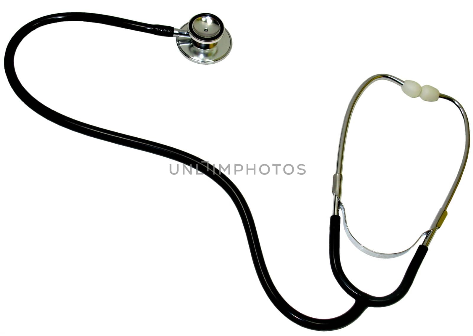 Stethoscope against a white background.