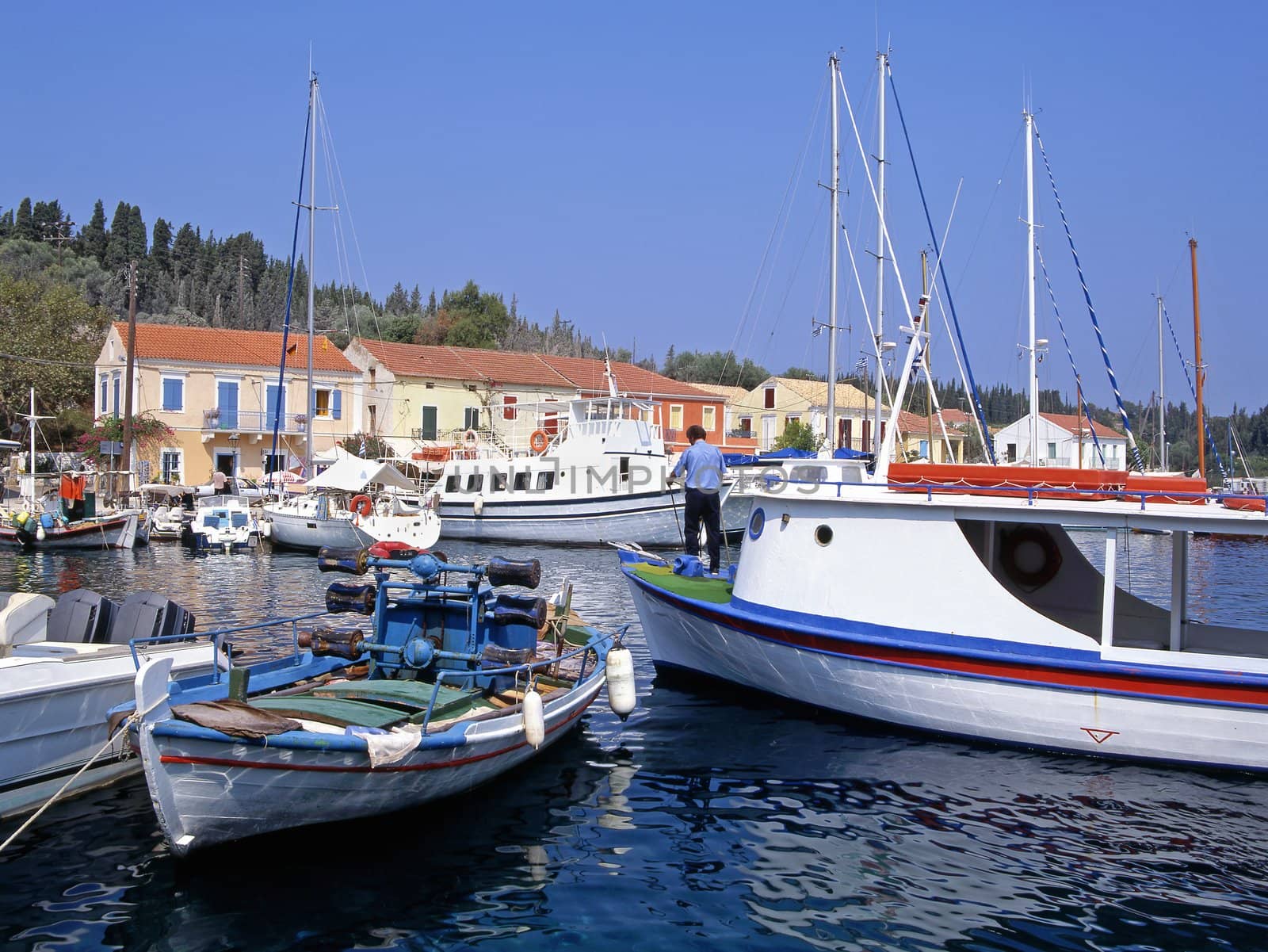 The harbour at Fiskardo on the greek island of Kefalonia