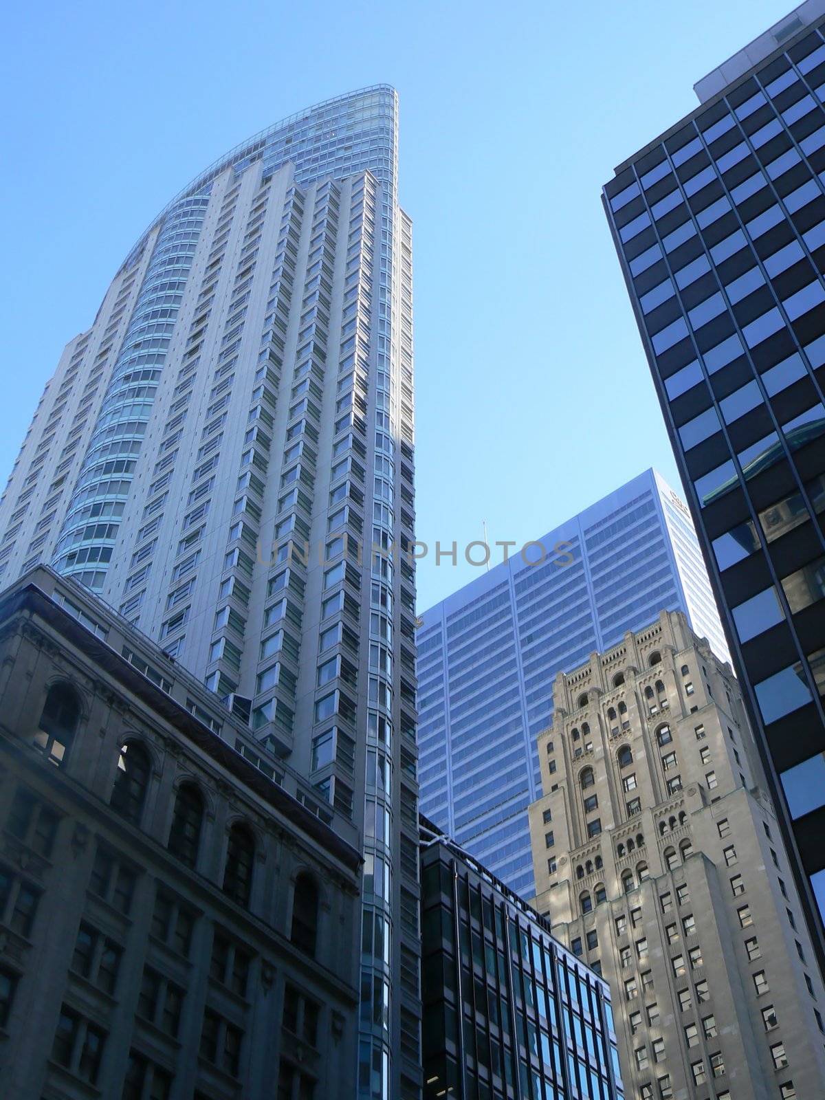 Several big buildings in full city center of Toronto