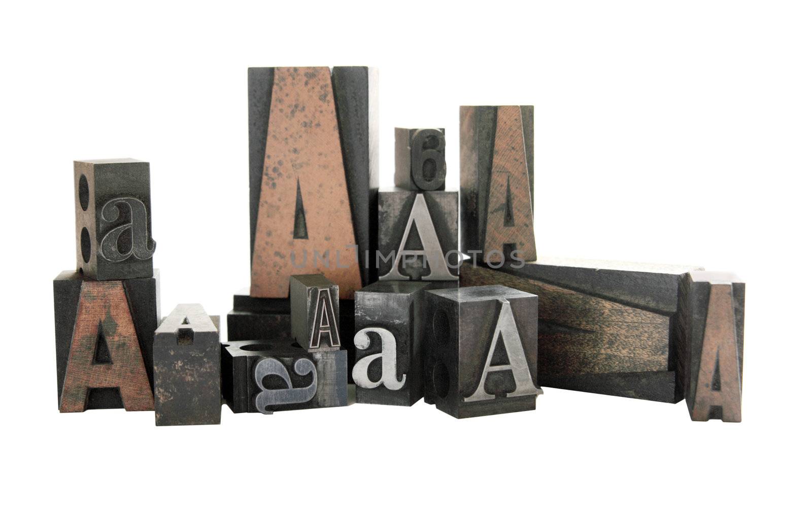 letterpress A in wood and metal by nebari