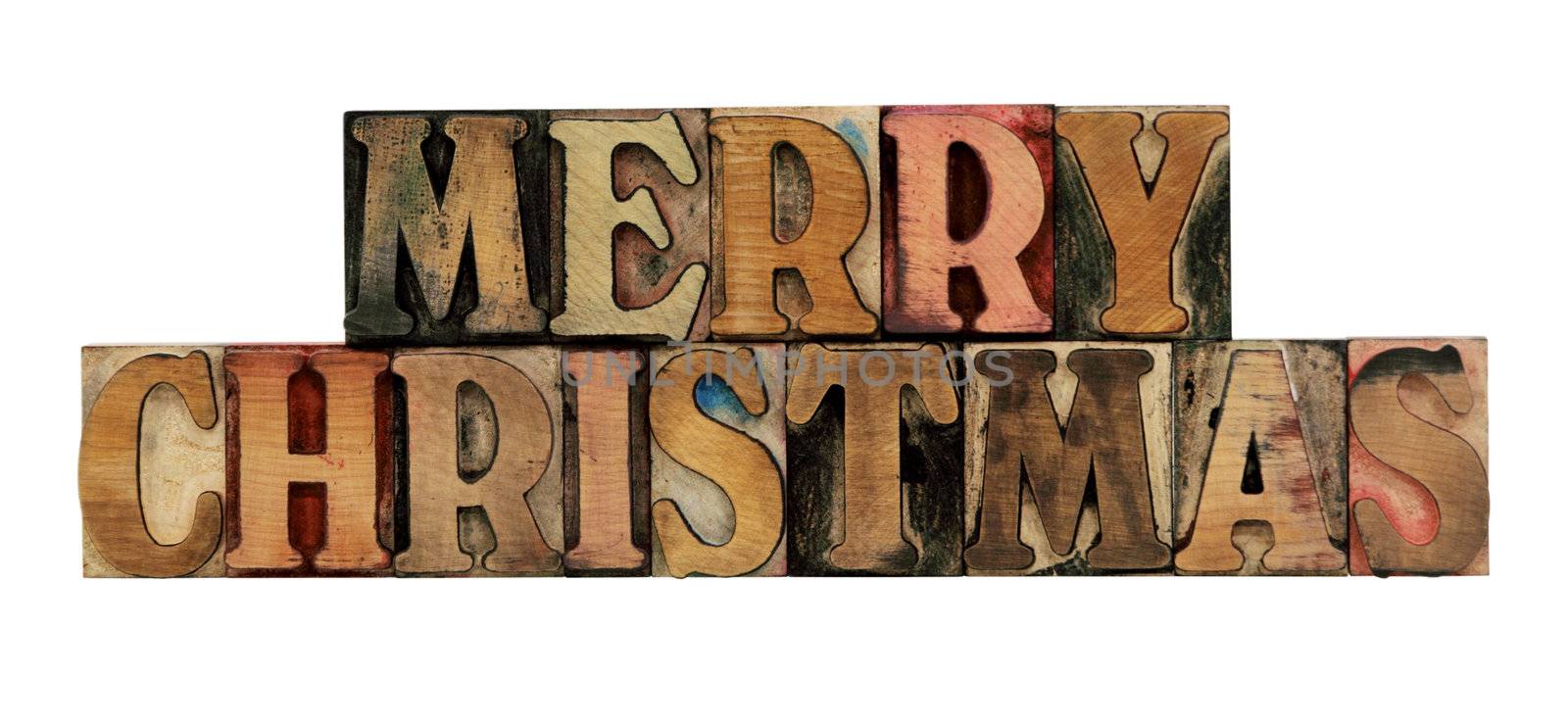 Merry Christmas in letterpress wood type by nebari