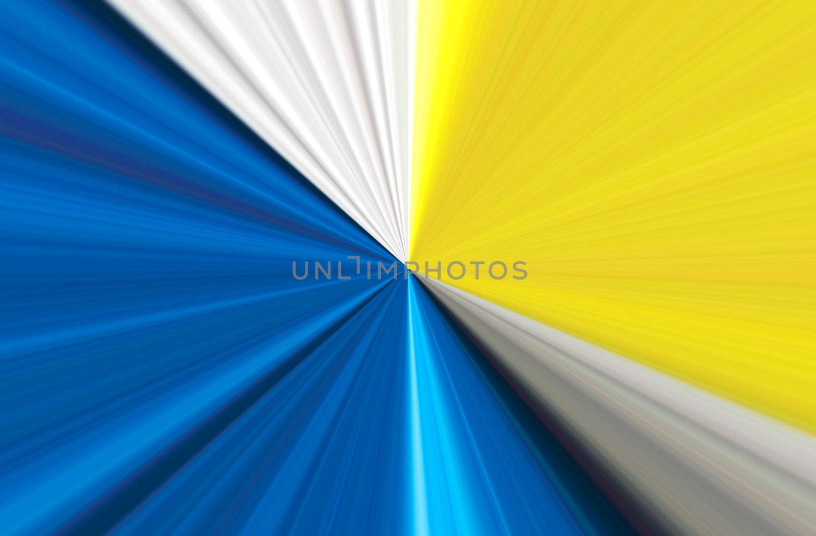 blue, yellow, white and gray abstract resembling travel through a tunnel at high speed