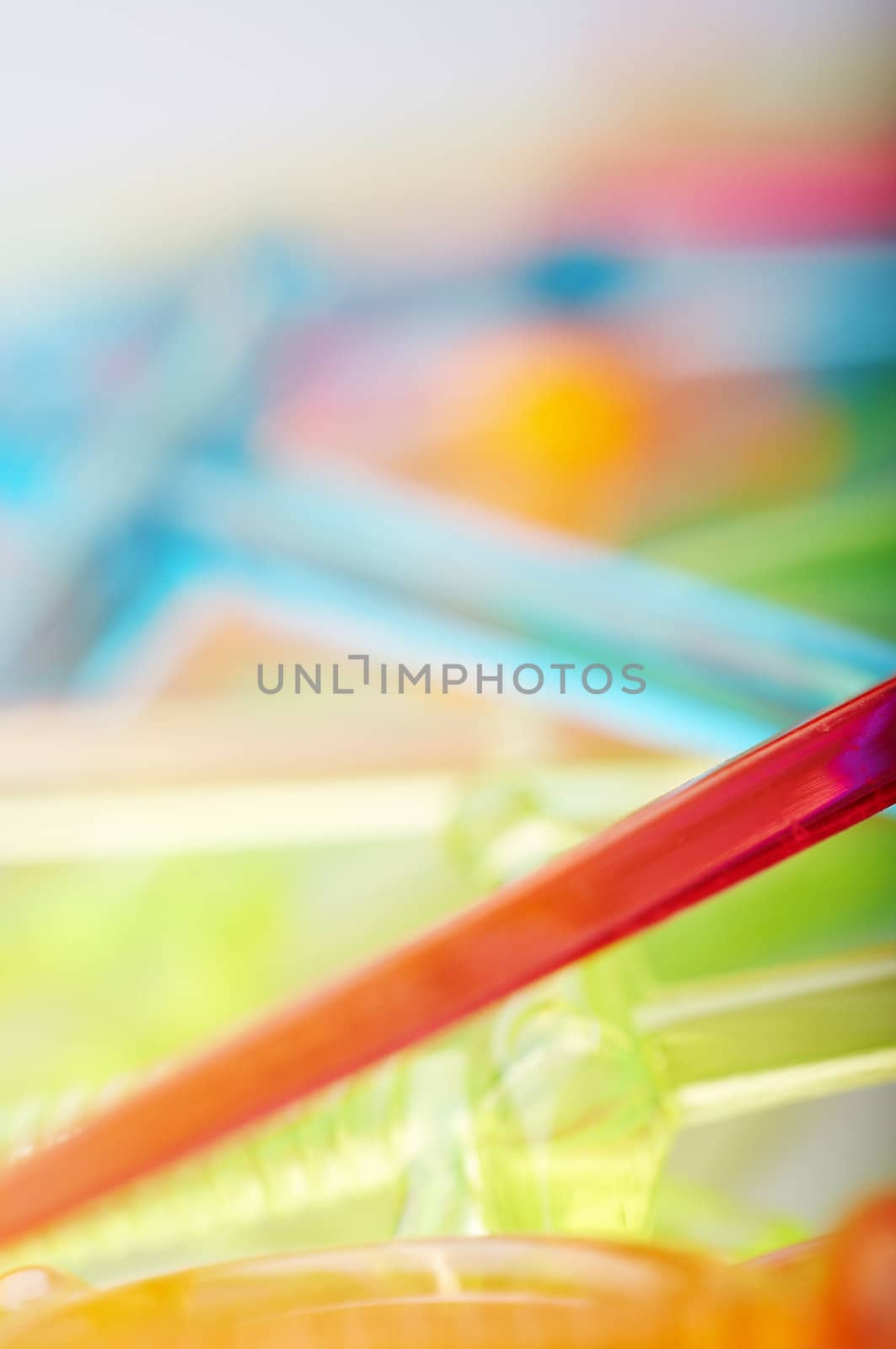 abstract macro background of colorful plastic sticks