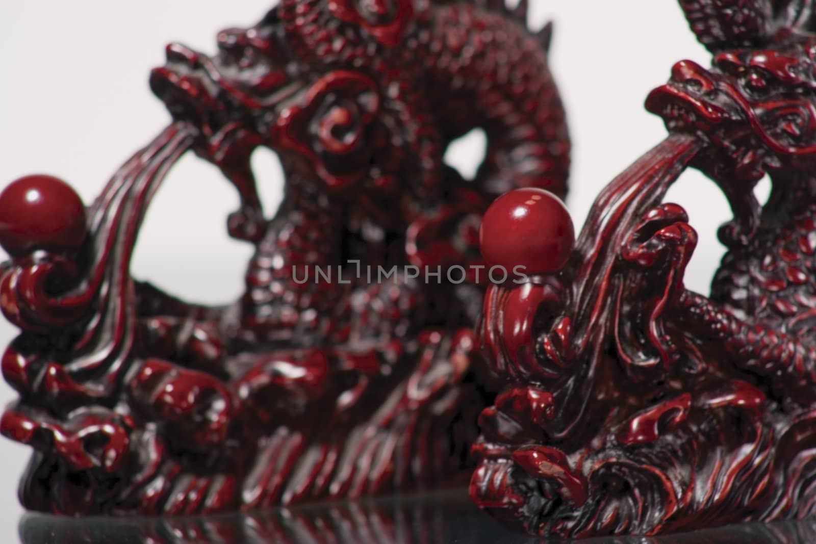 Close-up of two dragon statue