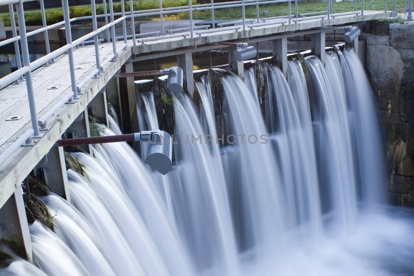 Canal Lachine lock in montreal old port evacuating water 