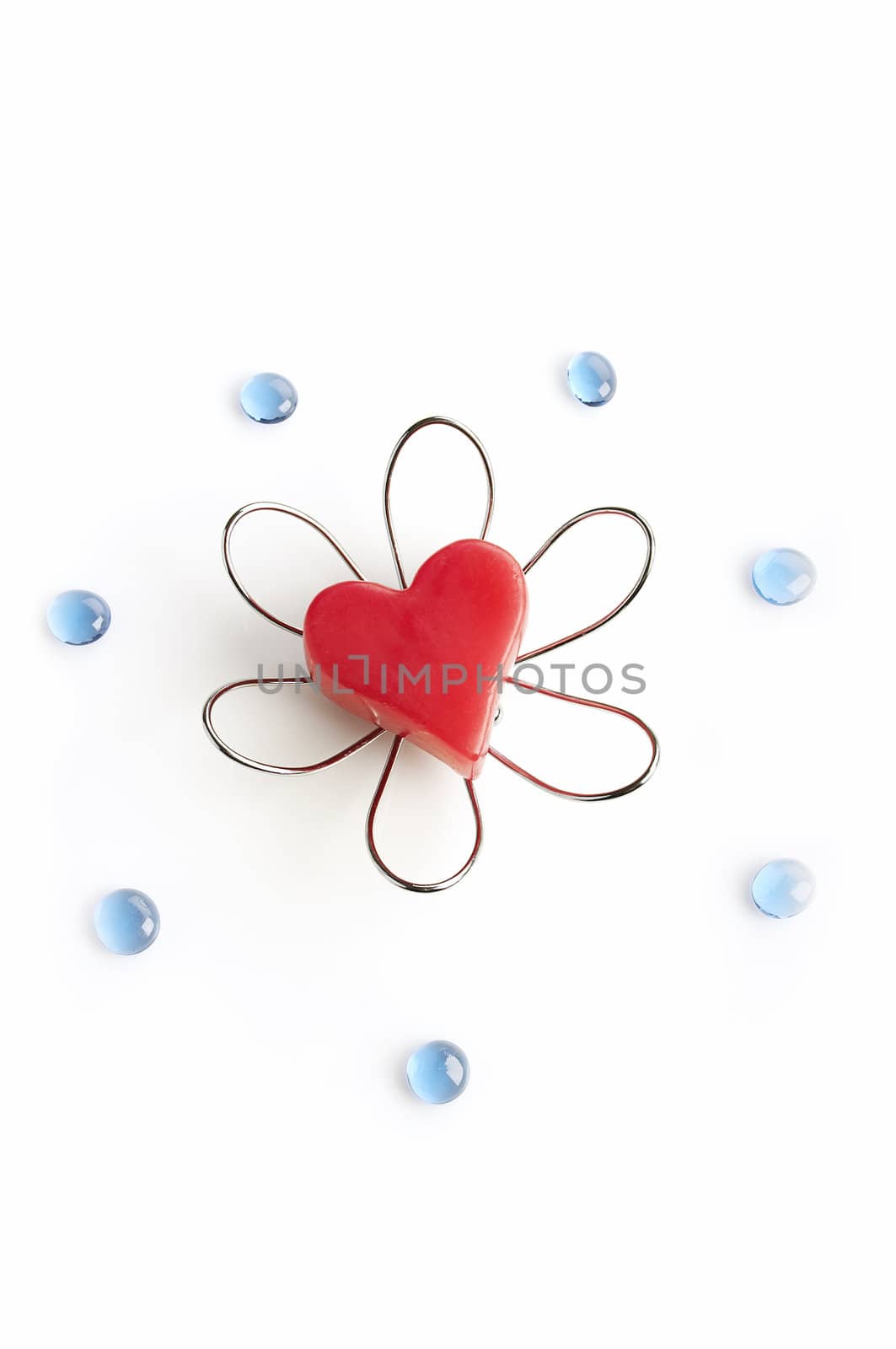 Heart soap from spa with blue transparent glass stones