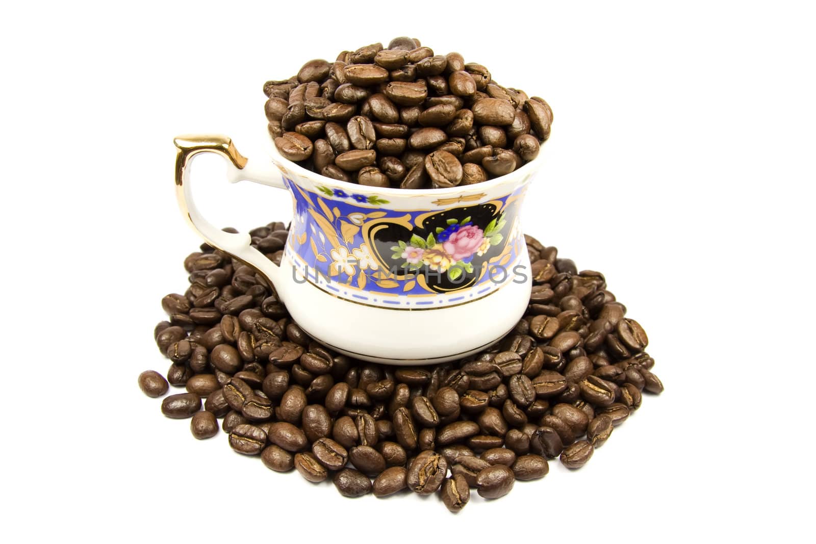 Full cup of coffee isolated on white background