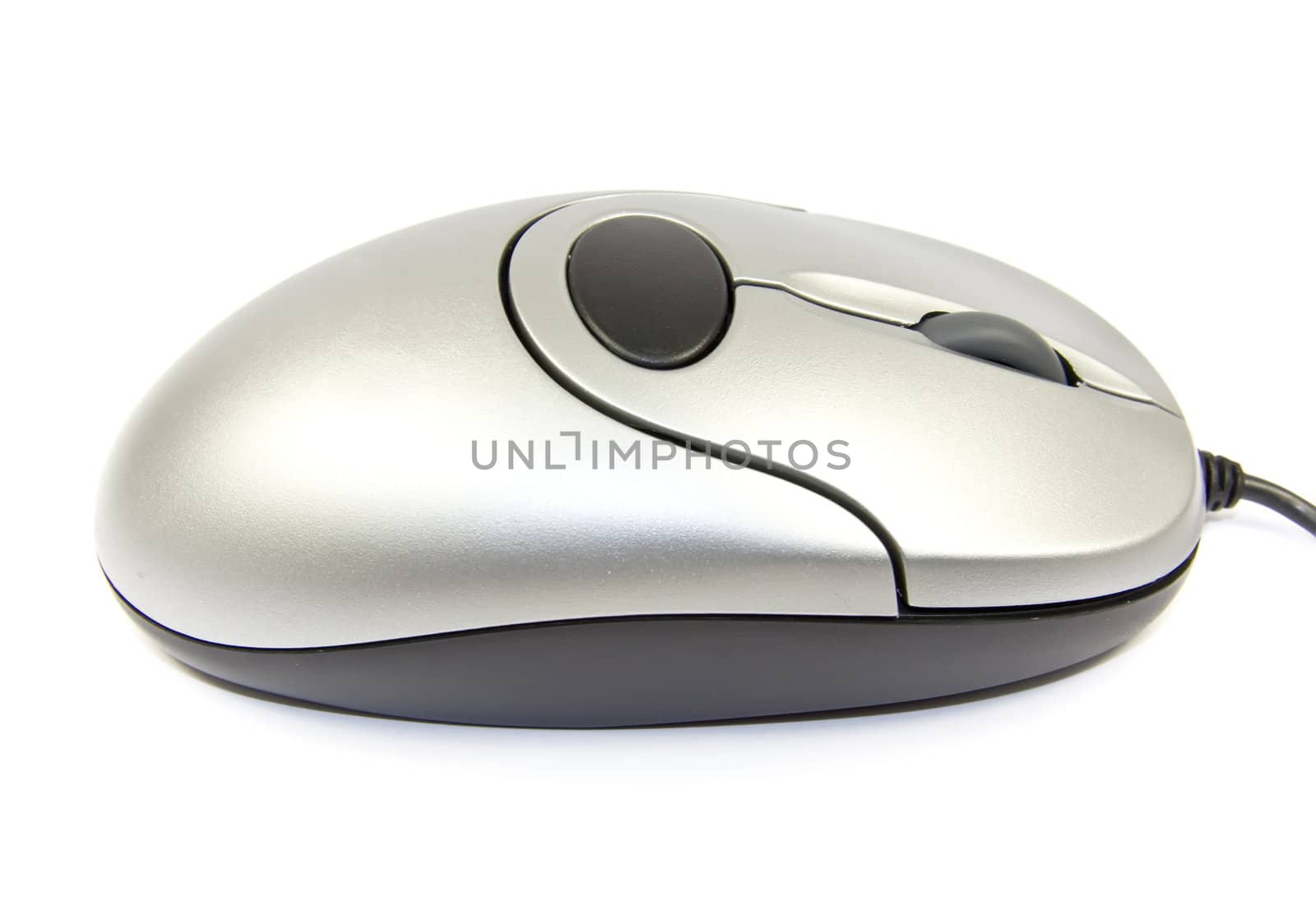 Silver computer mouse isolated on white