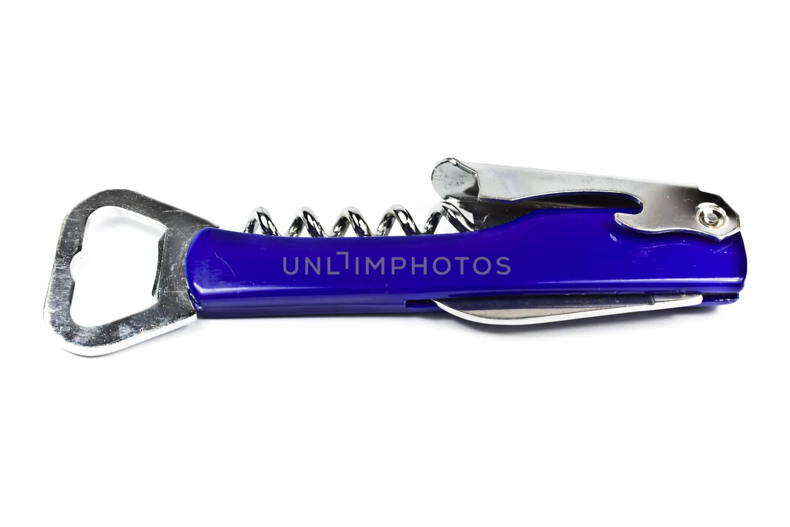 Blue swiss pocket knife isolated on white