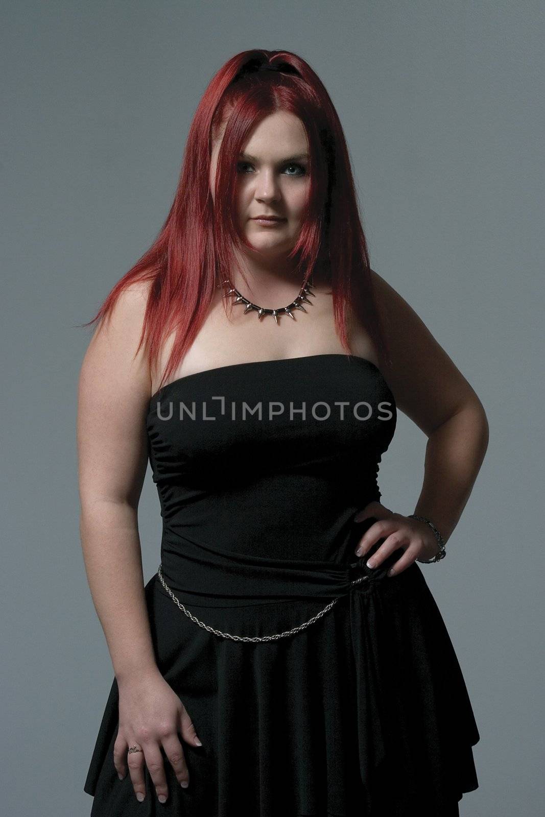 Red hair rock goth female model