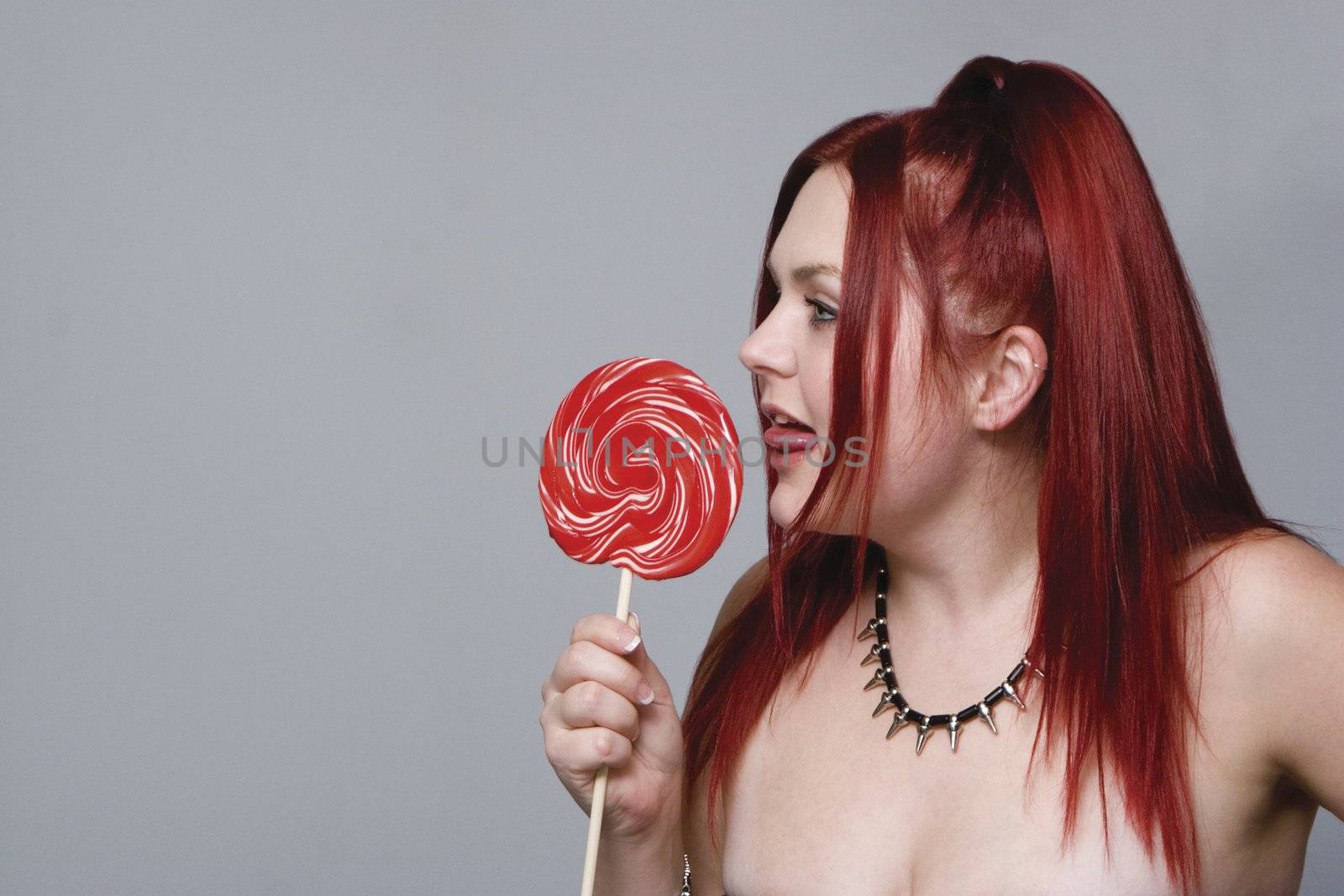 Goth rock red hair chick - lollipop by mypstudio