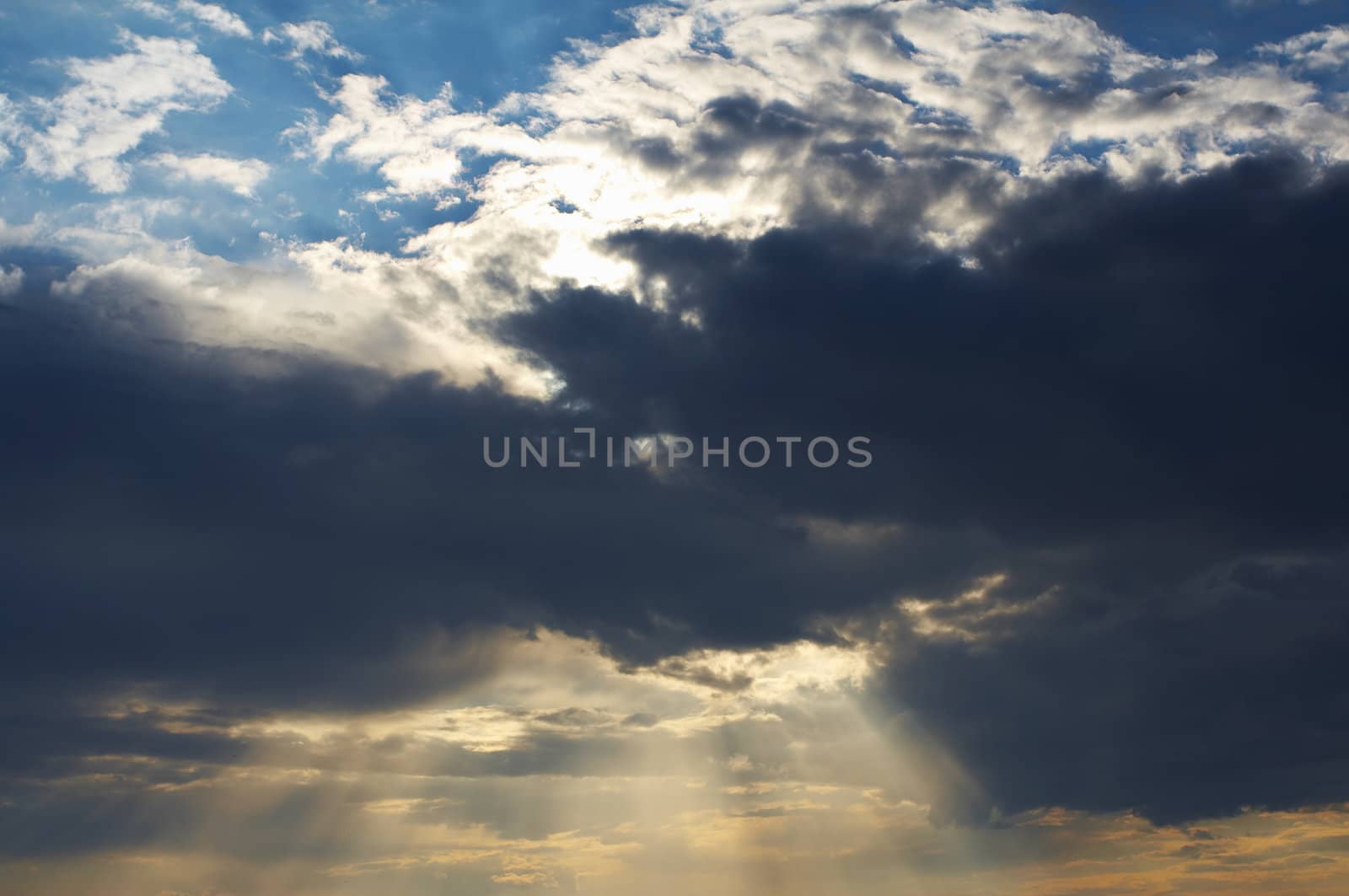 Dramatic clouds with light rays