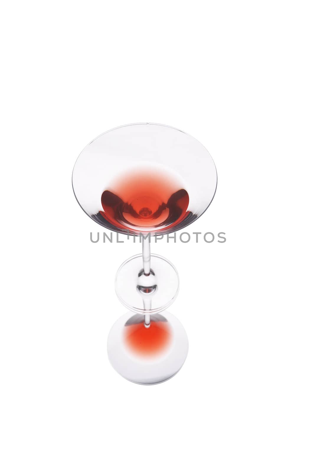 Red cocktail glass with reflection and clipping path.