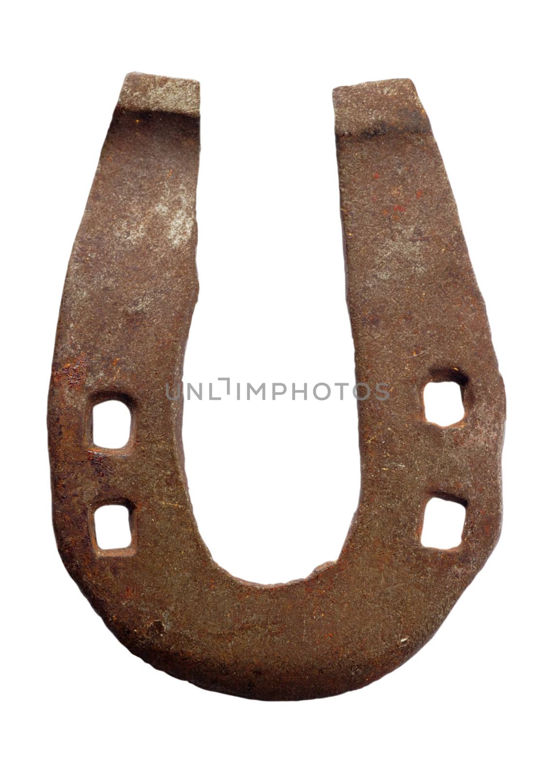 A donkey-shoe, isolated on white, with clipping path, for good luck.