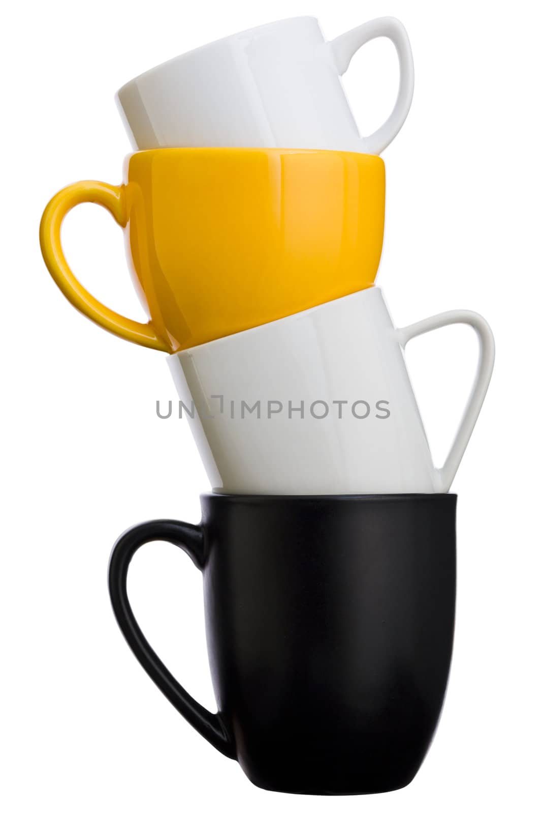 Isolated piled coffee cups over a white background