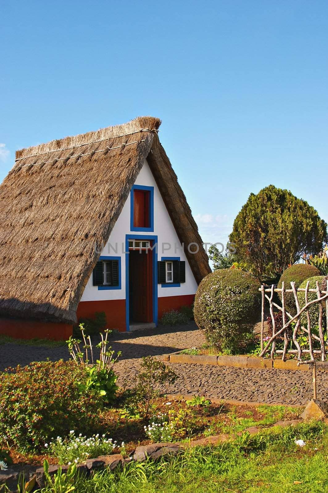 Madeira island's traditional thatched cottage 