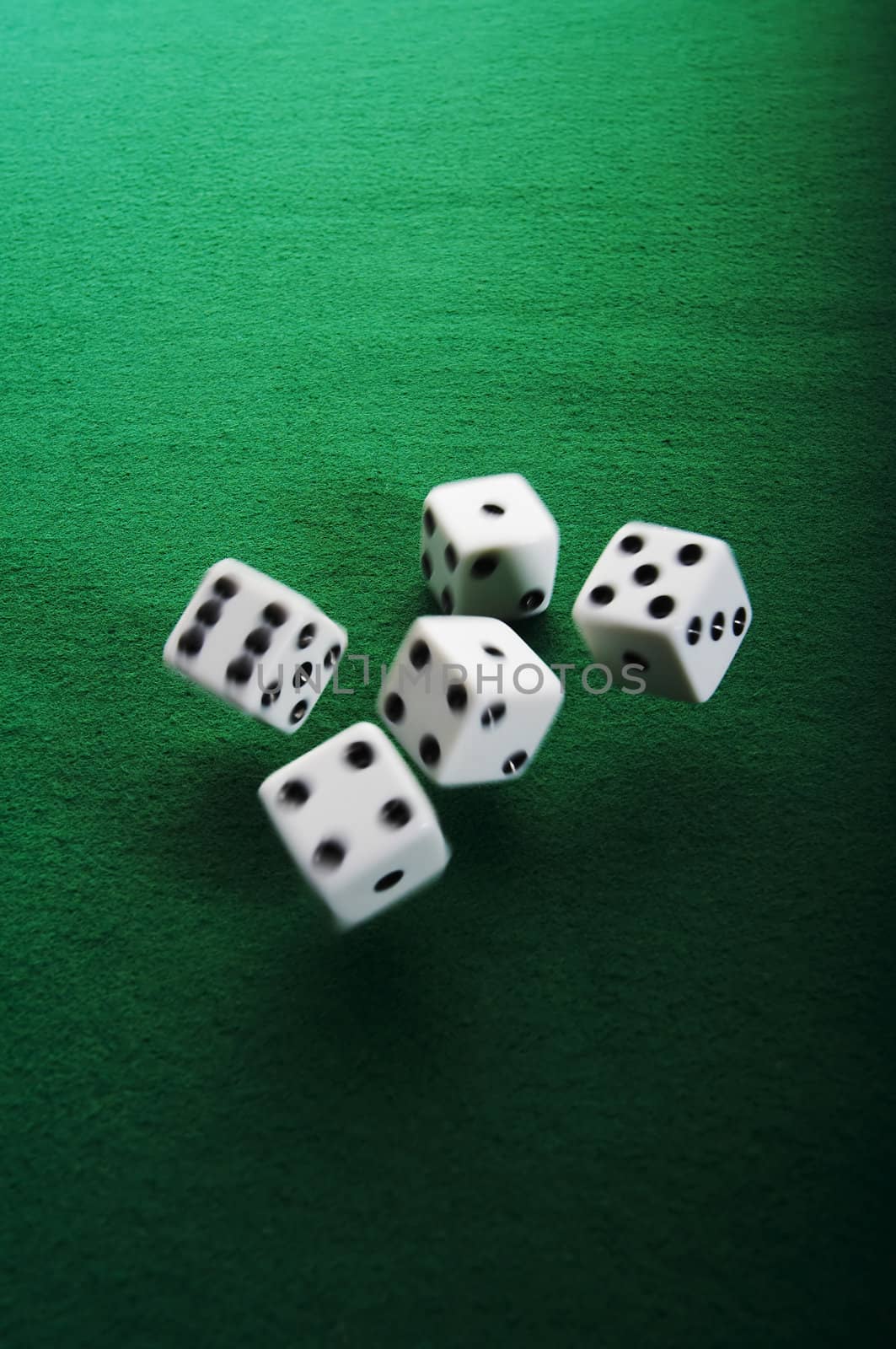 Thrown dices with motion blur trail