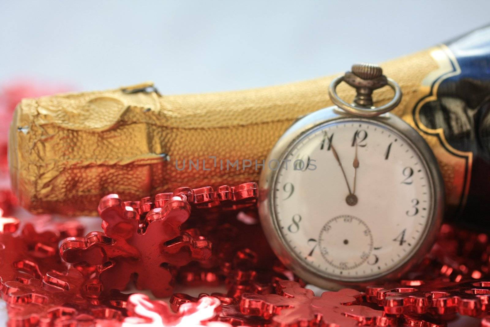 A vintage pocket watch counts down for the new year