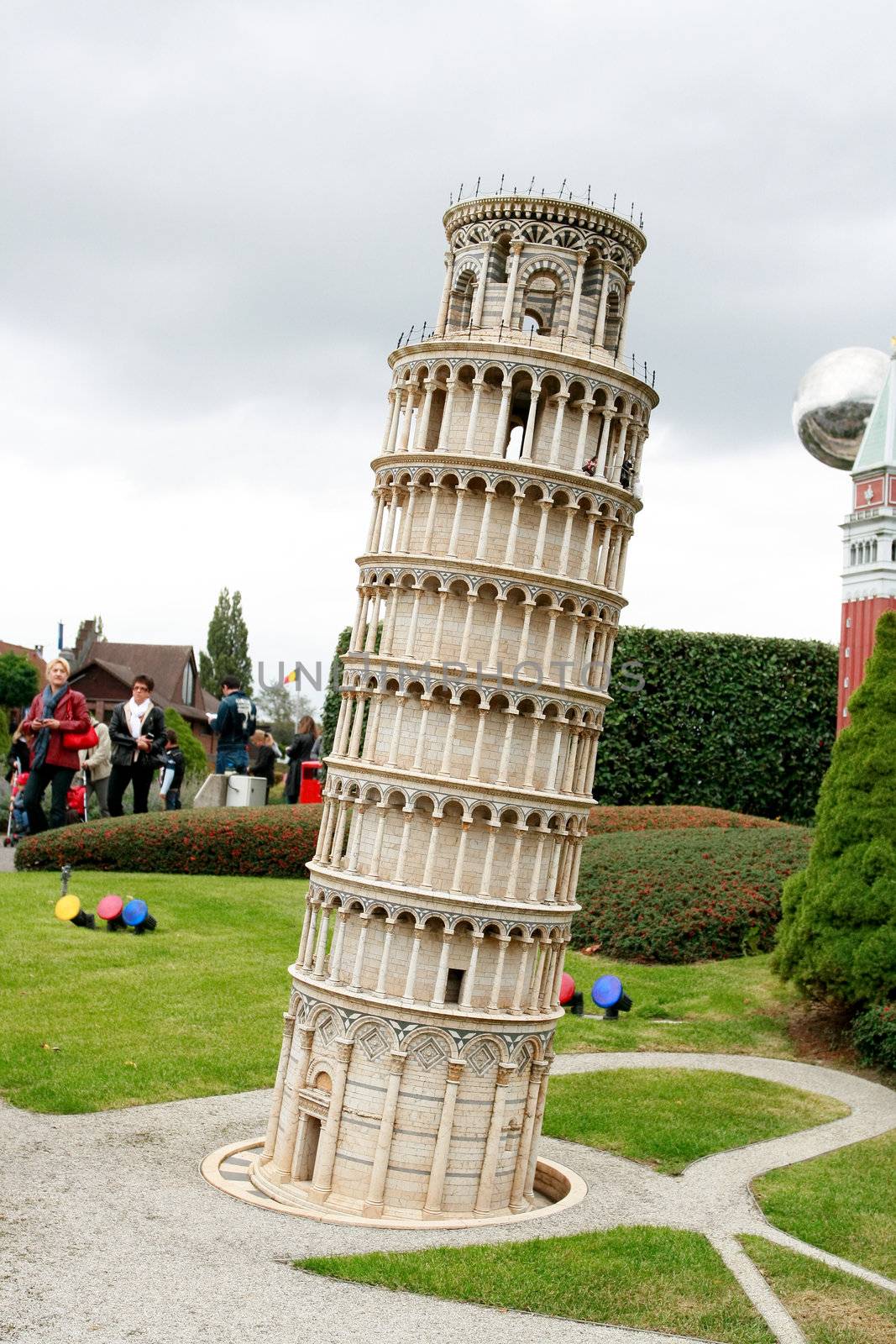 BRUSSELS - OCTOBER 4: Miniature model of Pisa tower in Mini Europe park. October 4, 2009, Brussels, Belgium