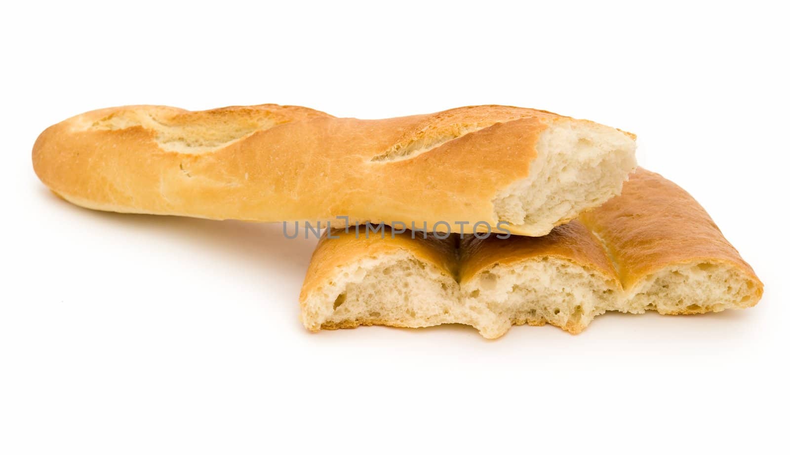 French bread and armenian lavash on a white background