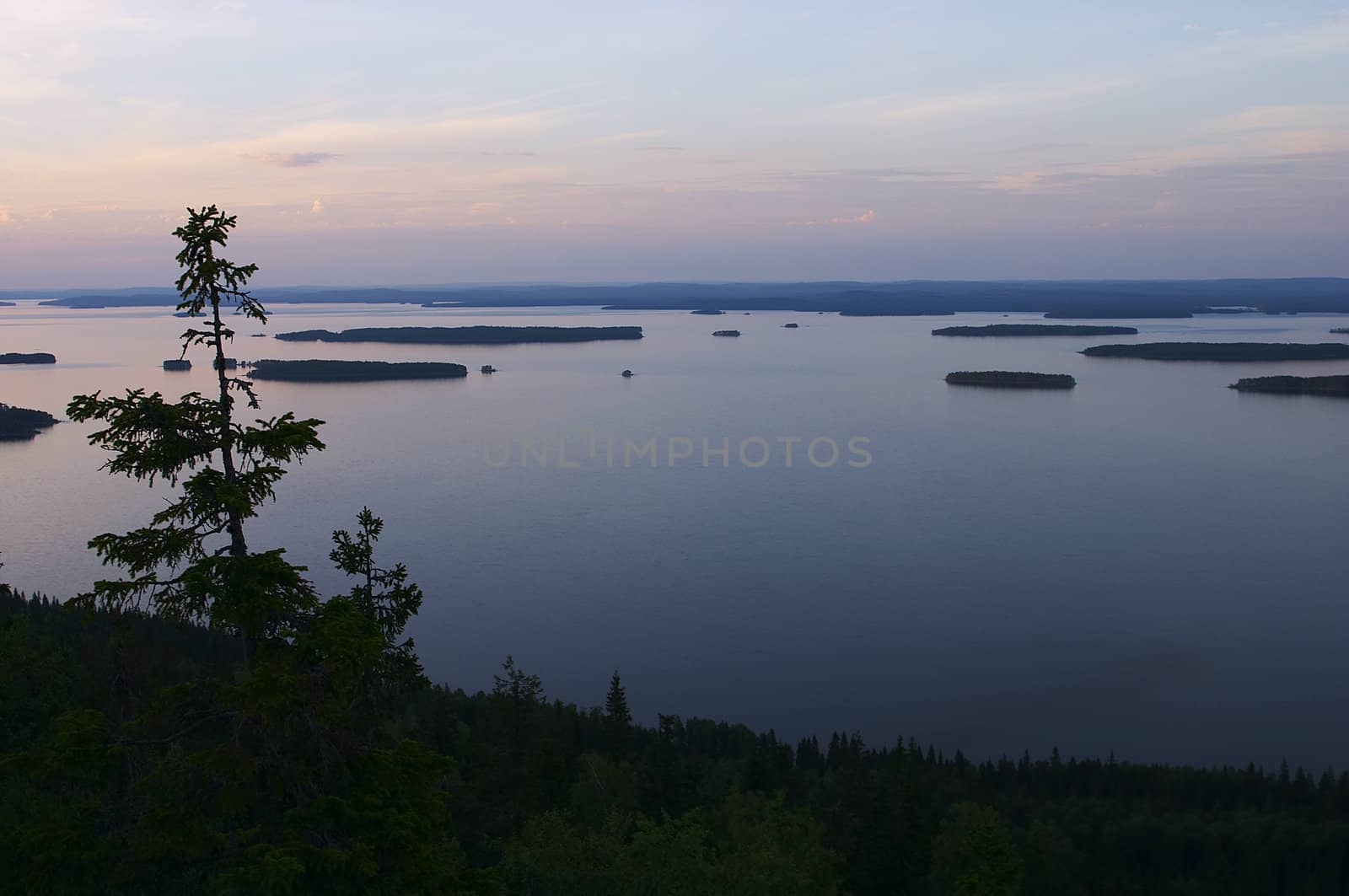 Sunset view from the top of Koli, Finland