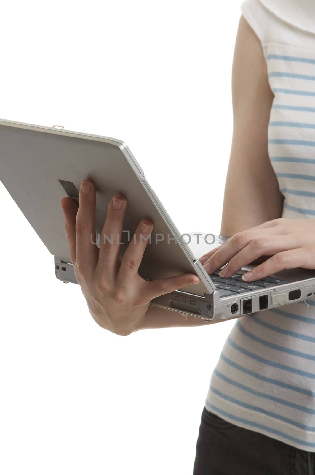 woman holding a laptop by mjp