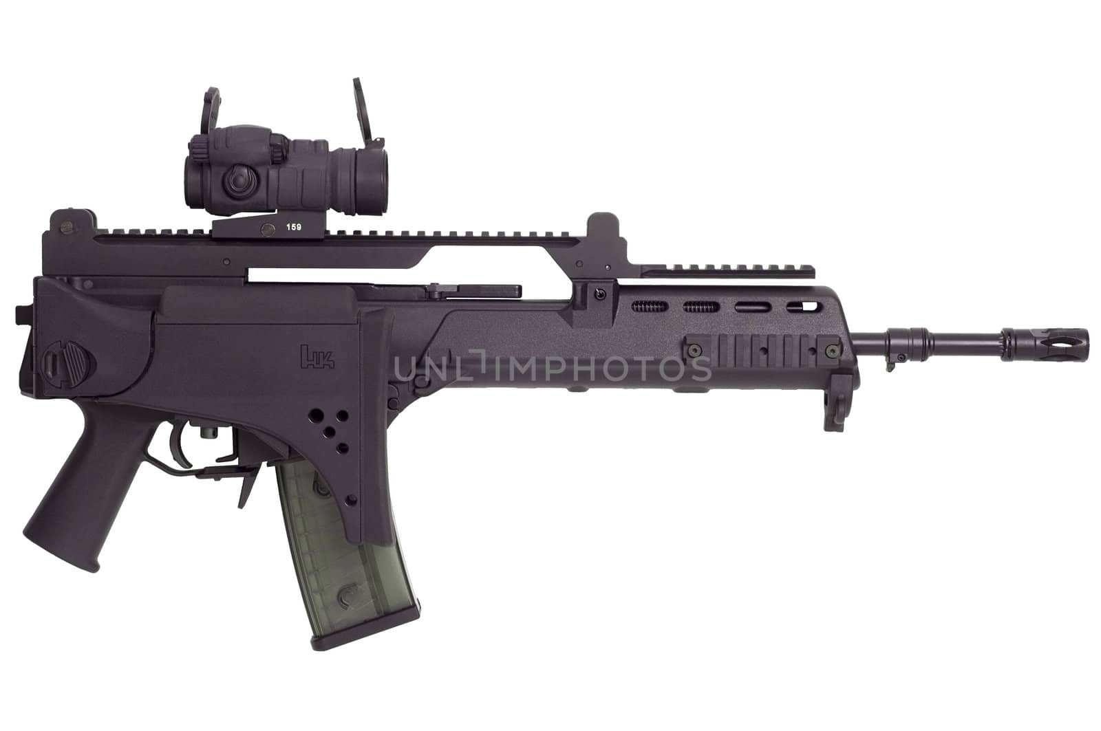 Advanced automatic weapon G36 in armament of NATO and German army.
