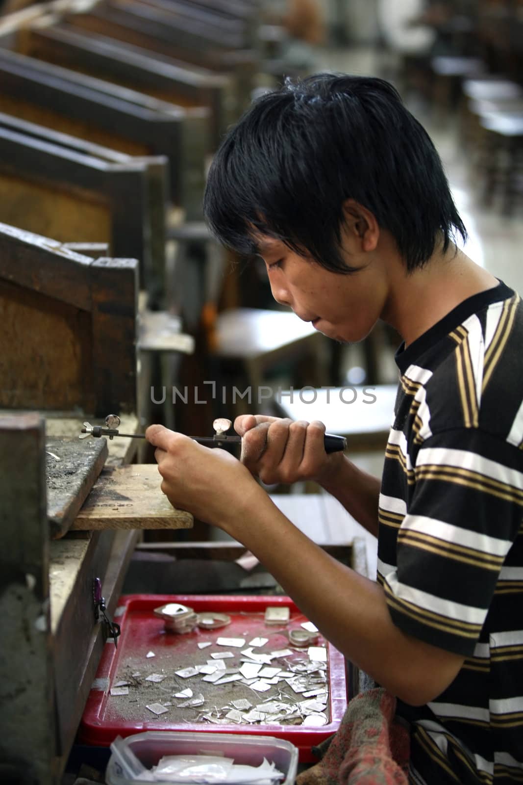 Indonesia. Bali. Factory on manufacture of silver ornaments