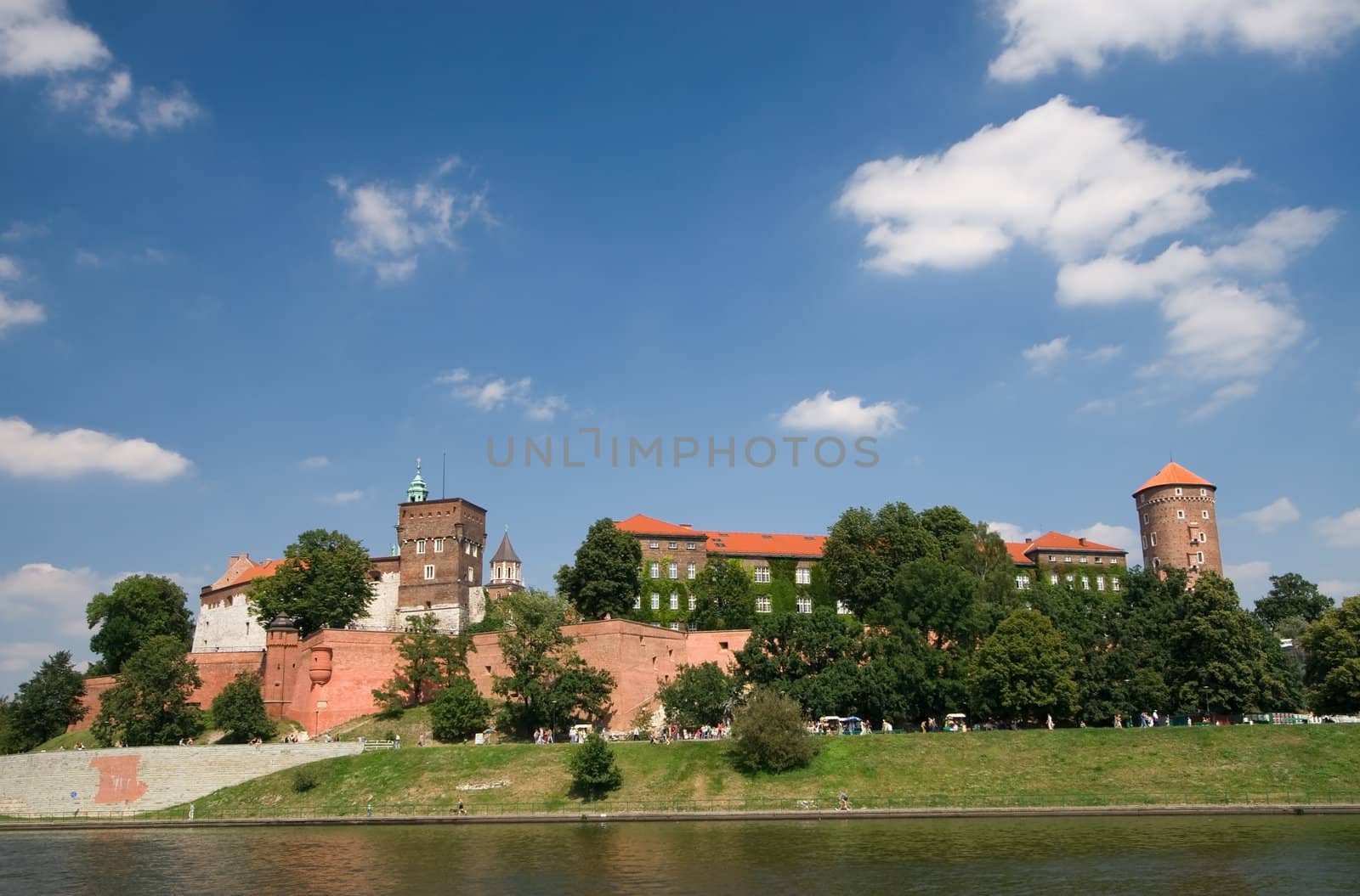 Beautiful summer view of medieval wawel castle in Cracow, Poland