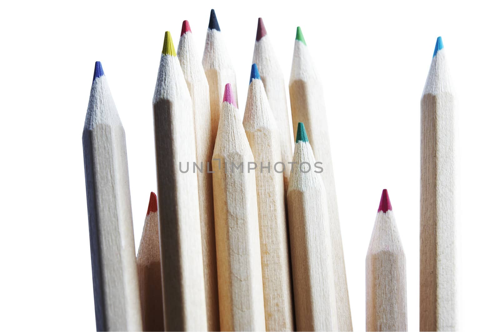 Colored pencils isolated on the white background